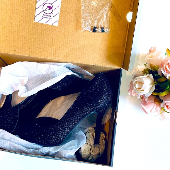 NIB LE CHATEAU Glitter Chic D'Orsay Pumps Black - Picture 5 of 6